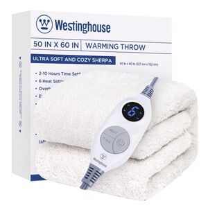 Westinghouse White Sherpa Heated Throw 50x60”